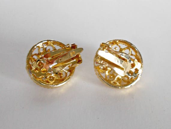 Round Gold Pearl Clip Earrings,Gold Pearl Clip Ea… - image 3