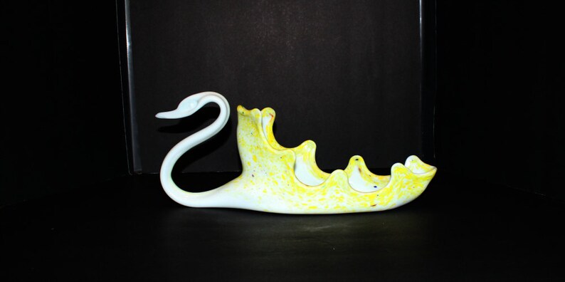 Hand Blown Glass Swan,Glass Swan Planter,Murano Glass Swan,Art Glass Swan Dish,Swung Glass Swan Dish,Murano Swan Planter,Murano Swan Planter