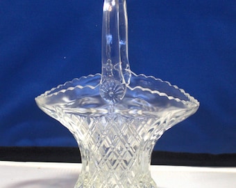 Lead Crystal Wedding Basket,Princess House Wedding Basket,Diamond Cut Crystal,Lead Crystal Basket,Easter Crystal Basket,Crystal Basket Vase