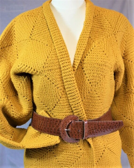 Pumpkin Gold Crochet Sweater,Handmade Crochet Car… - image 4