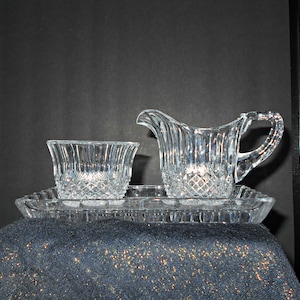 Cut Lead Crystal Sugar and Creamer Set, Cut Lead Crystal,Lead Crystal Sugar and Creamer Set,German Cut Lead Crystal,Fancy Sugar Creamer Set image 1