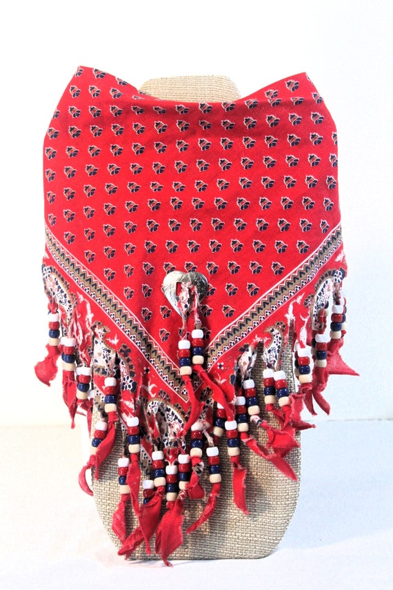 Red Bandana Scarf Necklace,Southwest Scarf Necklac