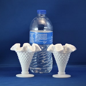 Pair Hobnail Milk Glass Mini Vases,Hobnail Fenton Milk Glass Vase,Milk Glass Ruffle Trumpet Vase,Milk Glass Ruffle Cone Vase,Fenton Glass