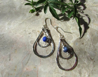 Sterling silver and Lapis tear drop earrings