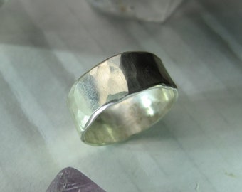 hammered sterling silver band ring