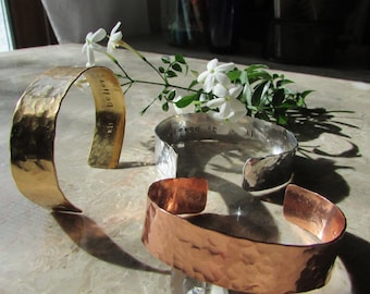 Secret Message bracelets in copper, brass, silver or aluminum