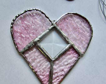 stained glass heart in pink