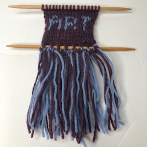 Wool Wall Hanging Art Purple Blue Knit Knitting