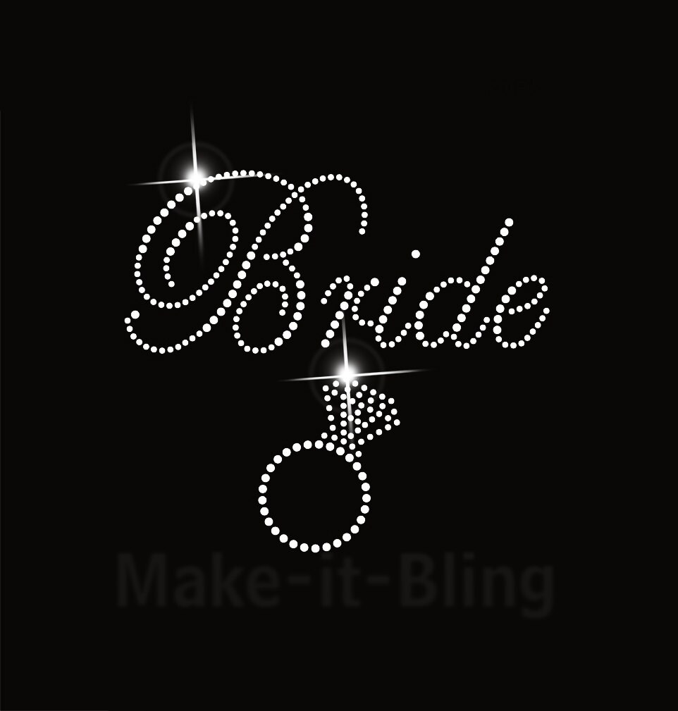 DIY Rhinestone Iron On Heat Transfer Wedding Bride with Ring Etsy
