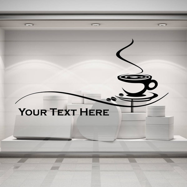 Benutzerdefinierter Text Restaurant, Cafe, Coffee Shop, Business Aufkleber für Fenster, Wände und mehr. (#173)