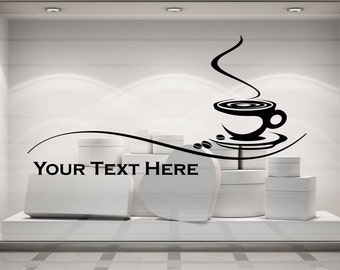 Custom Text Restaurant, Cafe, Coffee Shop, Business Decal Sign Sticker for Windows, Walls and more. (#173)