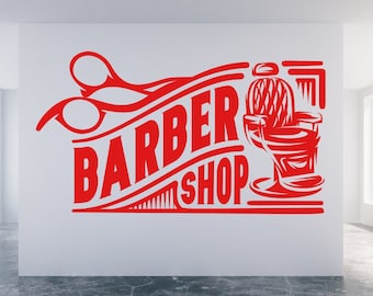 Barber Shop. Wall/Window Shop art, vinyl decal sticker. Various colours and size options.(#263)