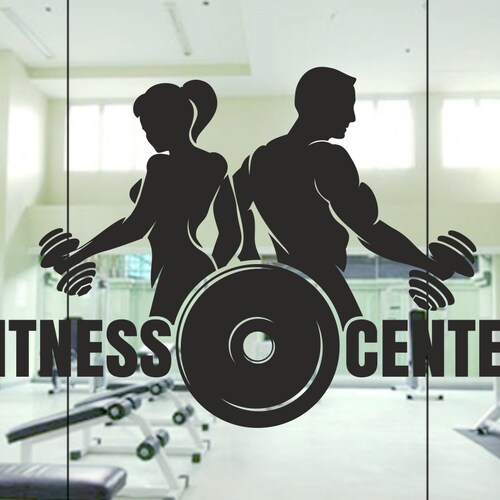 Gym Man and Woman Weights Sign Decal Sticker for Windows - Etsy