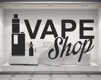 Vape Shop. Electronic Cigarette, Wall/Window Shop art, vinyl decal sticker. Various colours and size options.(#177)