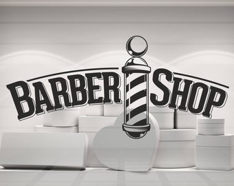 Barber Shop. Barbers Pole, Wall/Window Shop art, vinyl decal sticker. Various colours and size options.(#172)