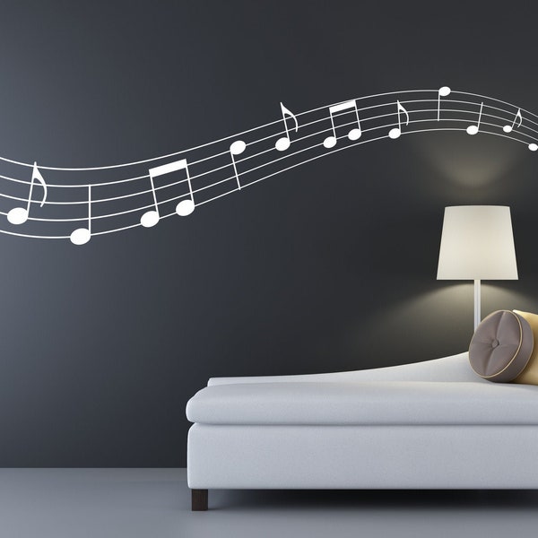 Adhesivo decorativo para pared con notas musicales. Cualquier color y tamaño.(#299)