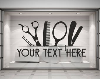 Custom Hair & Beauty Salon Shop. Wall/Window Shop art, vinyl decal sticker. Various colours and size options.(#218)