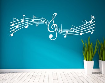 Musical Notes Wall Decal Sticker Art. Any colour and size.(#300)