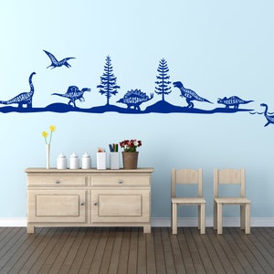 Dinosaures nommé Skyline, Paysage. Sticker art mural en vinyle. Toutes les couleurs et toutes les tailles. v335 image 1