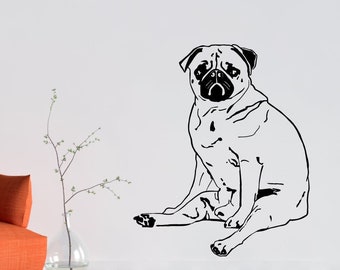 PUG WALL STICKER LOVE PET DOG decal art PUG WALL STICKER LOVE PET DOG decal art