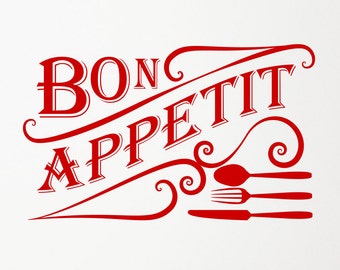 Bon Appetit vinyl decal sticker. Various color and size options.(#206)