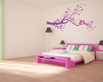 Tree Wall Decal Sticker Art Birds Branch Any Colour combination. Hearts