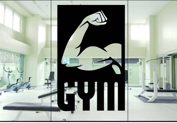 Gym Bicep Sign Decal Sticker for Windows, Walls and more.Any size or Colour (#179)