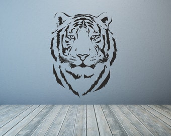 Tiger Head. Vinyl wall sticker decal art. Any colour and a choice of sizes.(#87)