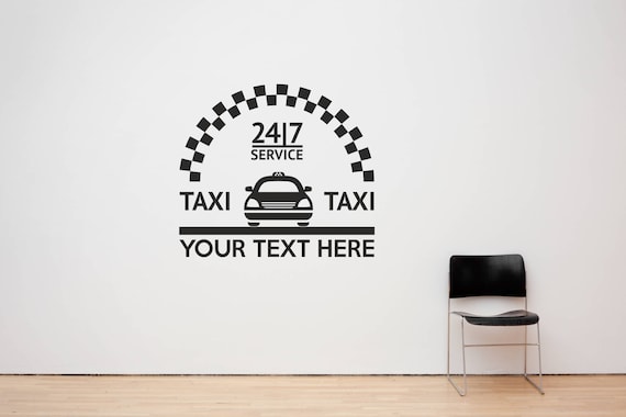 Custom Text Taxi, Mini Cab, Private Hire, Uber Car Business Decal Sign Sticker for Windows, Walls, Vehicles and more. (#170)