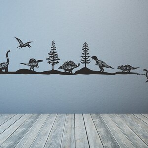 Dinosaures nommé Skyline, Paysage. Sticker art mural en vinyle. Toutes les couleurs et toutes les tailles. v335 image 2
