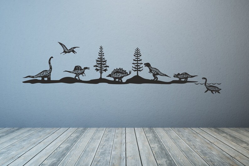 Dinosaures nommé Skyline, Paysage. Sticker art mural en vinyle. Toutes les couleurs et toutes les tailles. v335 image 2