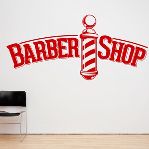 Barber Shop. Barbers Pole, Wall/Window Shop art, vinyl decal sticker. Various colours and size options.172 image 3