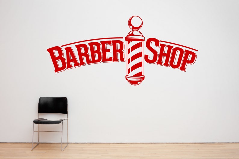 Barber Shop. Barbers Pole, Wall/Window Shop art, vinyl decal sticker. Various colours and size options.172 image 3