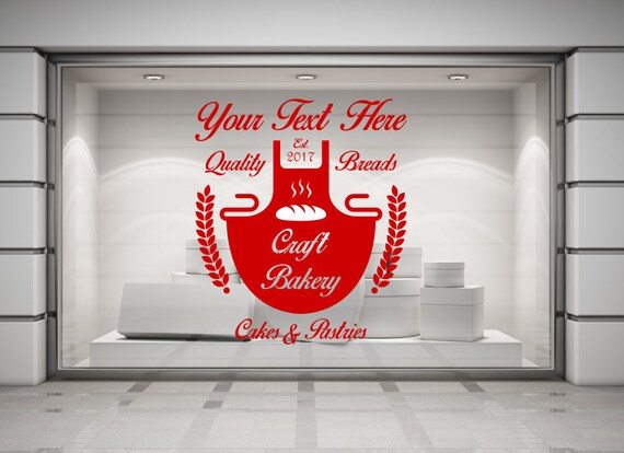 Custom Baker, Bakers, Bakery, Shop, Store Wall/Window Shop art, vinyl decal sticker. Various colours and size options.(#193)