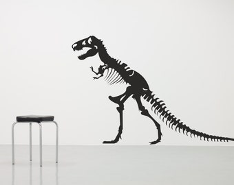 T Rex Skeleton Bones Silhouette Any colour and size. Vinyl wall art decal sticker quote. (#149)