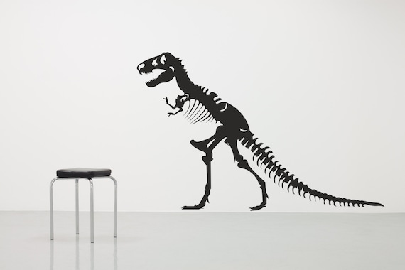 T Rex Skeleton Bones Silhouette Any colour and size. Vinyl wall art decal sticker quote. (#149)