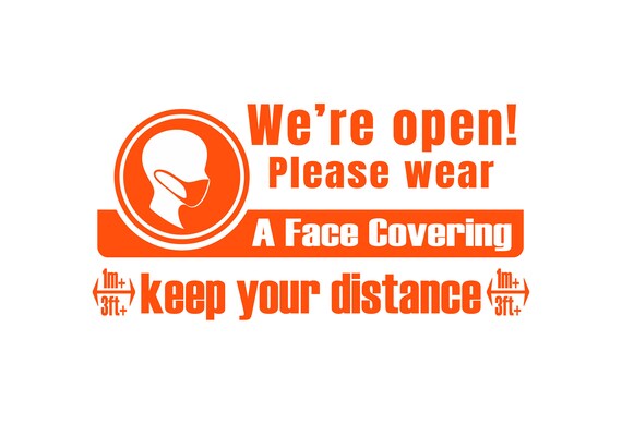 Covid-19 Face Covering/Mask Social Distancing Sticker Decal. Various colours available (#328)
