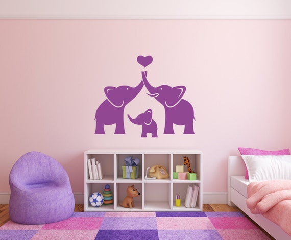Elephant Family Group Wall, Bedroom, Nursery, Playroom Decal Sticker Art.(#131)