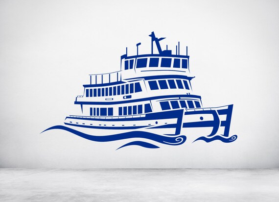 Ferry Boat. Vinyl wall art decal sticker. Any color and size. (#88)