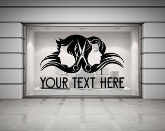 Custom Hair & Beauty Salon Shop. Wall/Window Shop art, vinyl decal sticker. Various colours and size options.(#208)