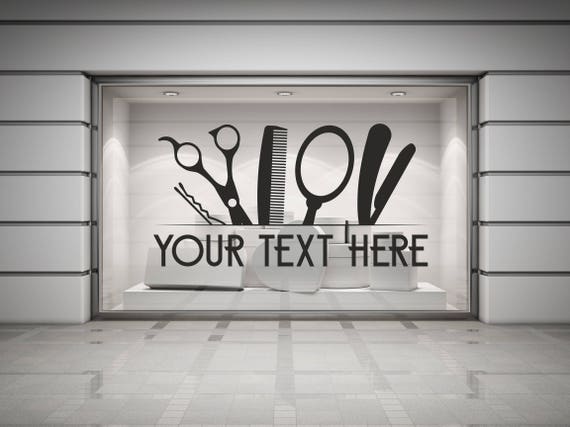 Custom Hair & Beauty Salon Shop. Wall/Window Shop art, vinyl decal sticker. Various colours and size options.(#218)