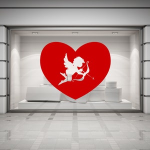 Cupid & Heart Valentines Wall/Window Decal Sticker. Any colour and size. image 5