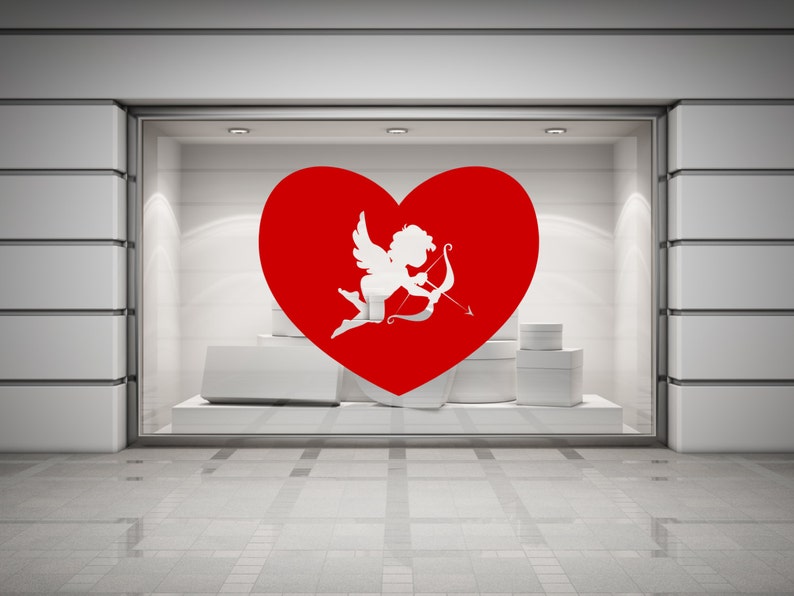 Cupid & Heart Valentines Wall/Window Decal Sticker. Any colour and size. image 5