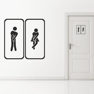 Gents & Ladies Toilet Bathroom Sign Wall Decal Sticker. Any color and size.138 image 1