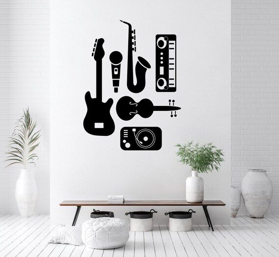 Mixed Musical Instruments Wall Decal Sticker Art. Any colour and size.(#346)