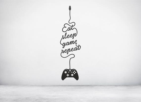Eat, Sleep, Game, Repeat. Xbox Controller. Any colour and size. Vinyl wall art decal sticker quote. (#164)