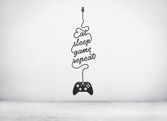 Eat, Sleep, Game, Repeat. Xbox Controller. Any colour and size. Vinyl wall art decal sticker quote. (#164)