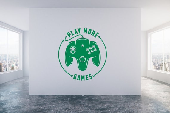 Play More Games, Playstation, Xbox, Wii, Controller, Wall Sticker Decal Art.(#283)