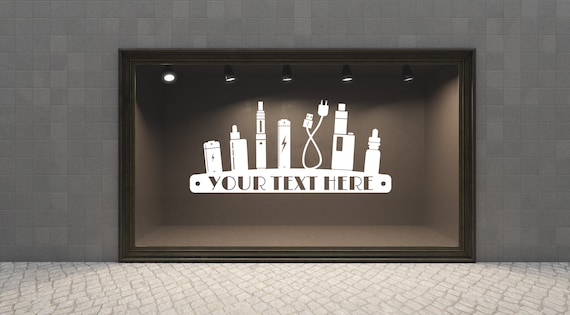 Custom Vape E- liquids Shop. Wall/Window Shop art, vinyl decal sticker. Various colours and size options.(#344)