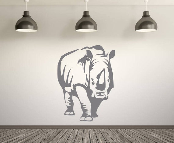 Rhinoceros Vinyl wall sticker decal art. Any colour and a choice of sizes.(#190)